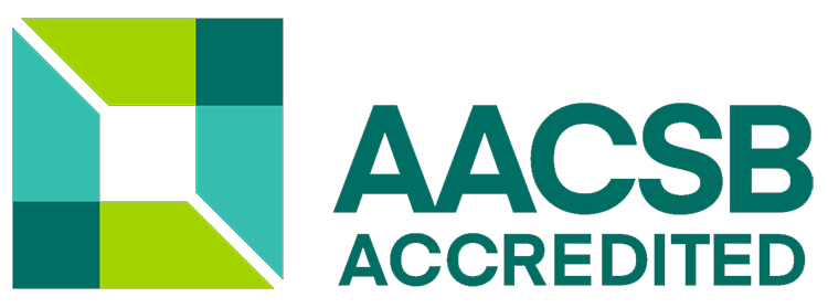 AACSB Accredited logo representing the globally recognized business programs at I-Shou University for students who choose to study in Taiwan.